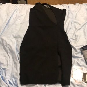 Black mini one shoulder dress